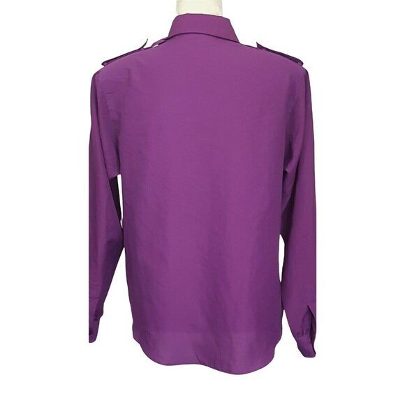 Vintage Diane Von Furstenberg Blouse Size M Button Down Long Sleeve Shirt Purple - Picture 4 of 10